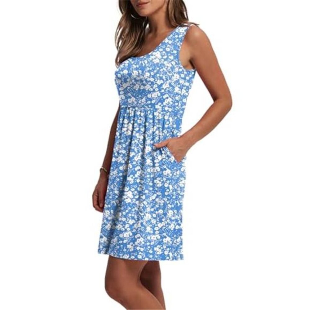 WIHOLL Women's Summer Dress 2026 A-Line Sleeveless Casual Sundress with Pockets - Picture 4 of 5